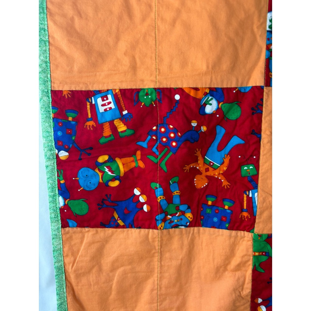 Marvin the Martian Looney Tunes Handmade Quilt Reversible Robot Space Blanket - Picture 12 of 14